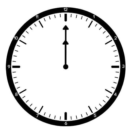 Analog clock showing 12 o'clock